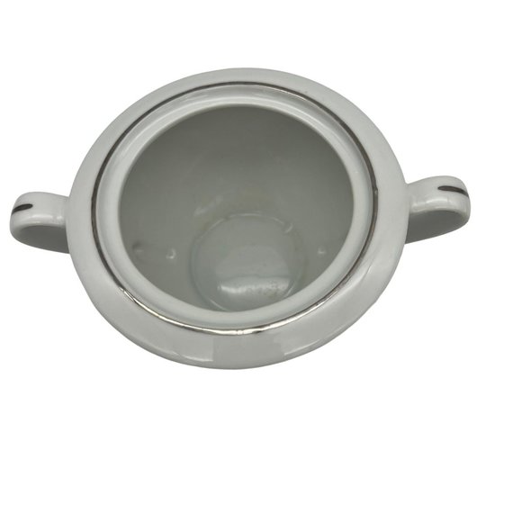 Fine China of Japan Huntington Sugar Bowl with Lid White Flowers Platinum Trim - Picture 3 of 7